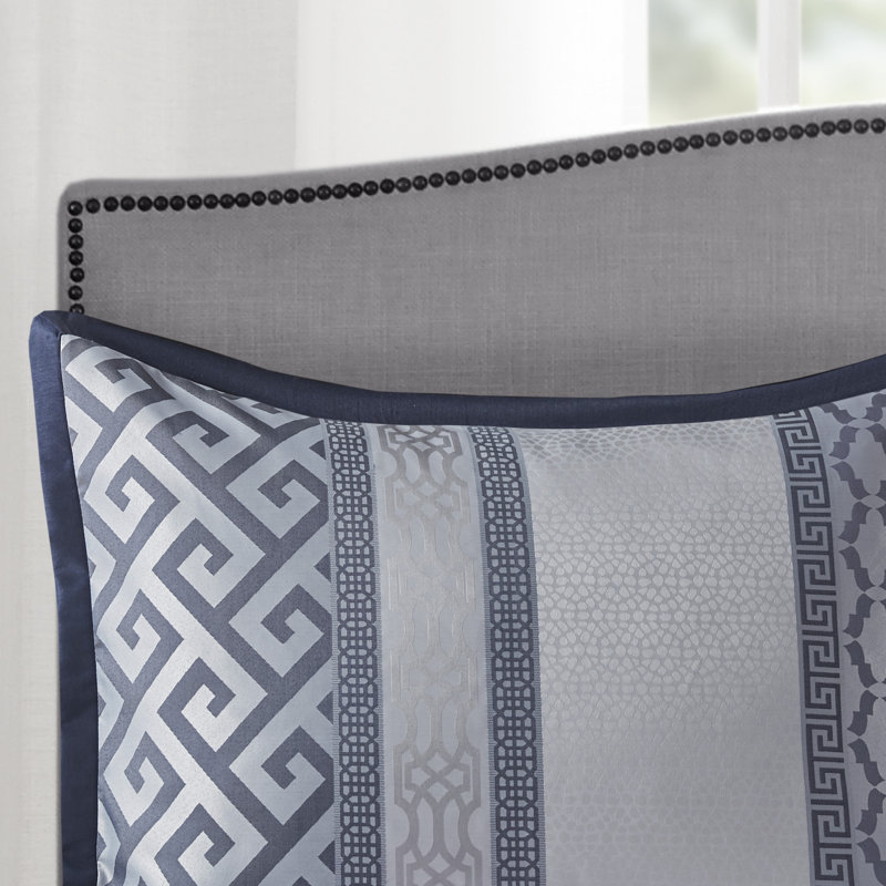 Navy Microfiber Queen 7-Piece Bedspread Set with Tucks