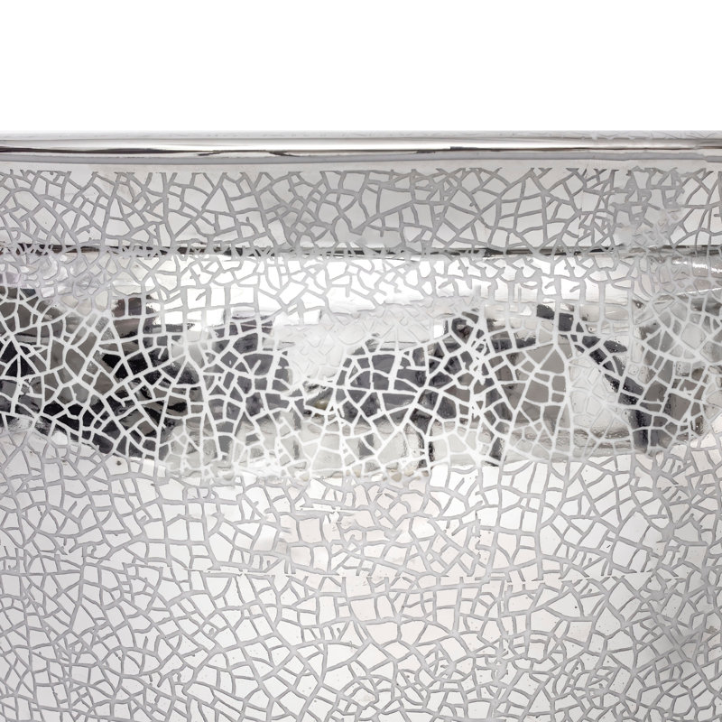 14" Sky Blue Fishbowl, Silver, 10.5" H X 14.5" W X 14.5" D