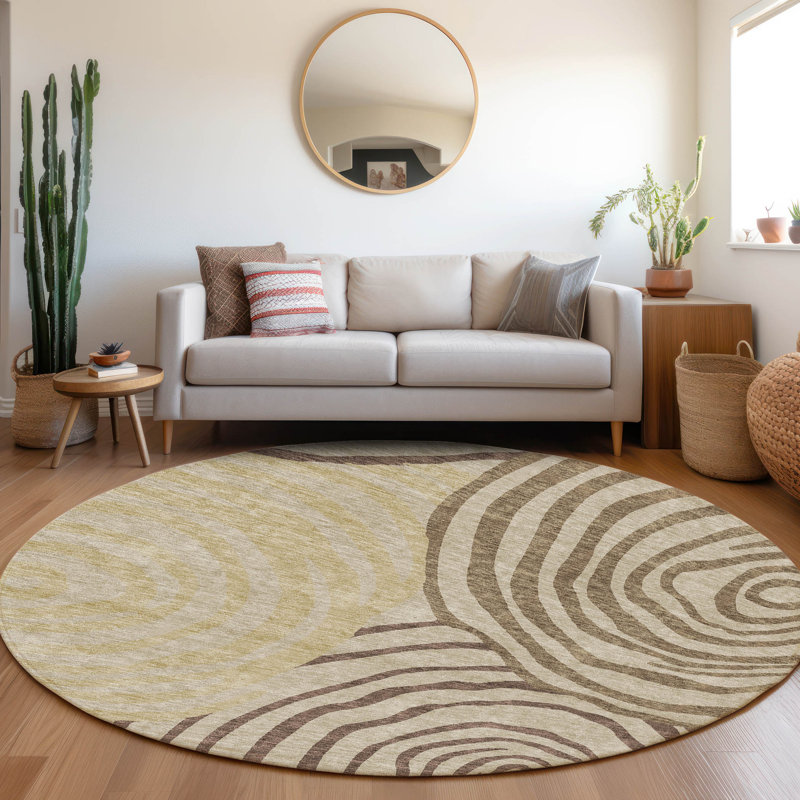 Leis Abstract Indoor Rug, Round 8'