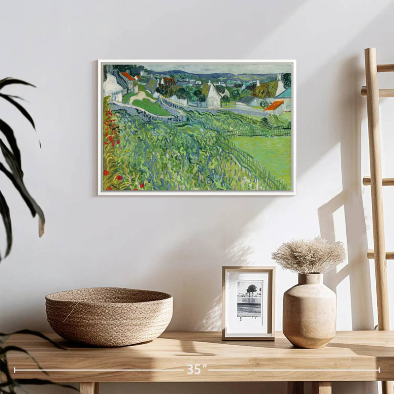 Vignobles à Auvers, 19 po x 13 po, Cadre flottant blanc