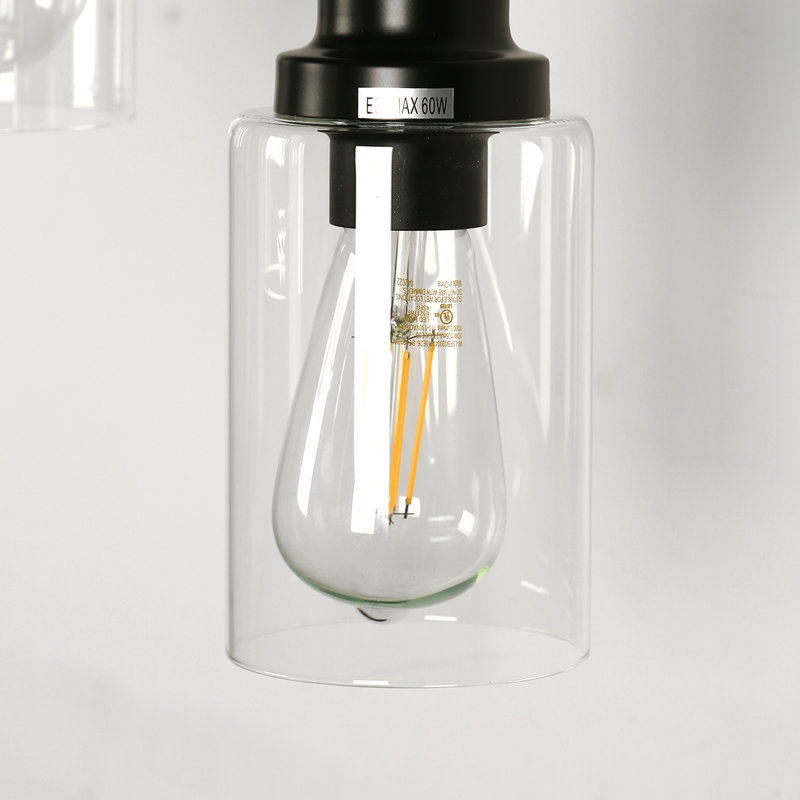 Nashra 3 - Light Dimmable Linear Cylinder Kitchen Island Pendant, Matte Black