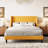 Bowdoin Modern Linen Upholstered Wingback Platform Bed with Wooden Slats-47617075-47617074