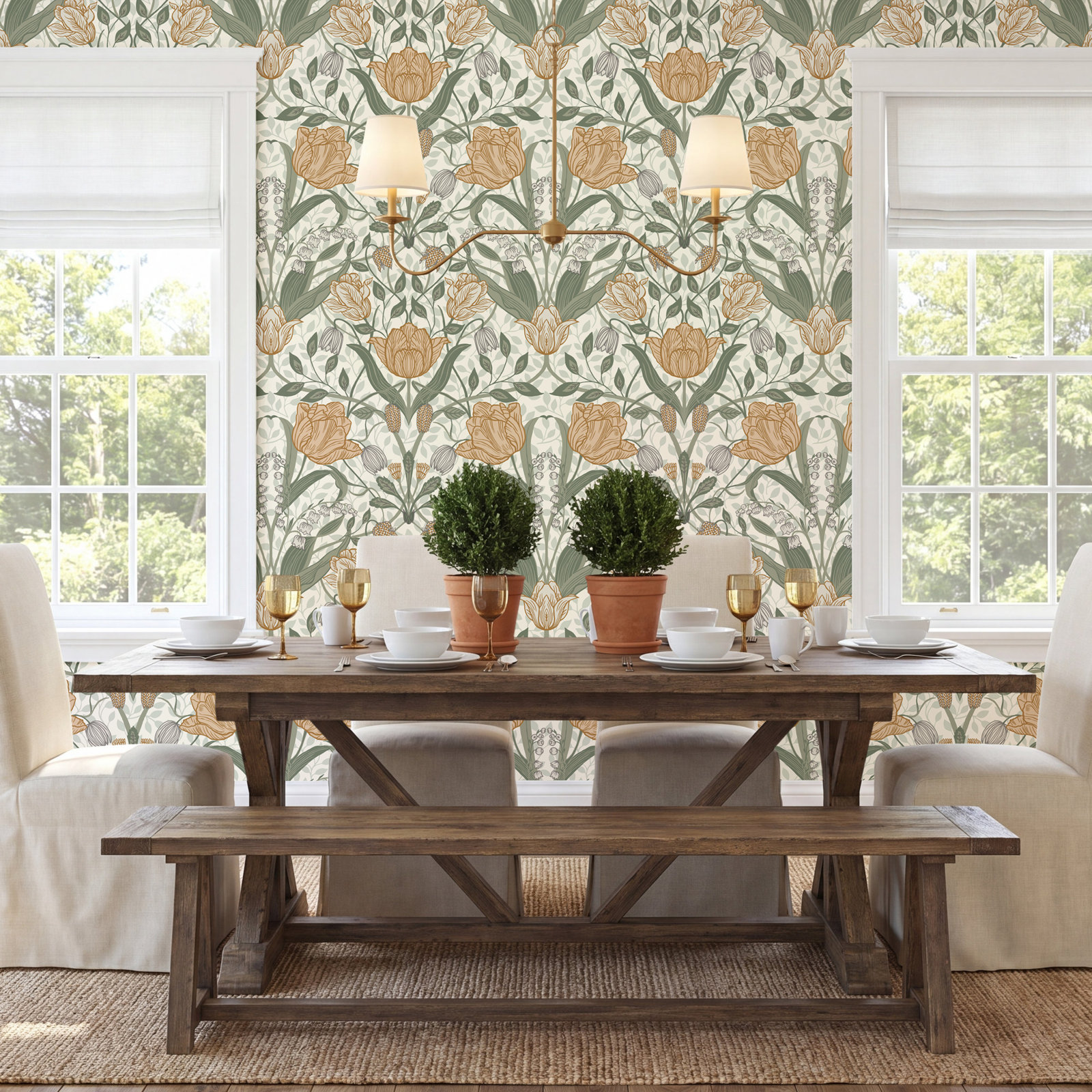 Orelia Wallpaper Roll, Green, 33' L x 20.5" W