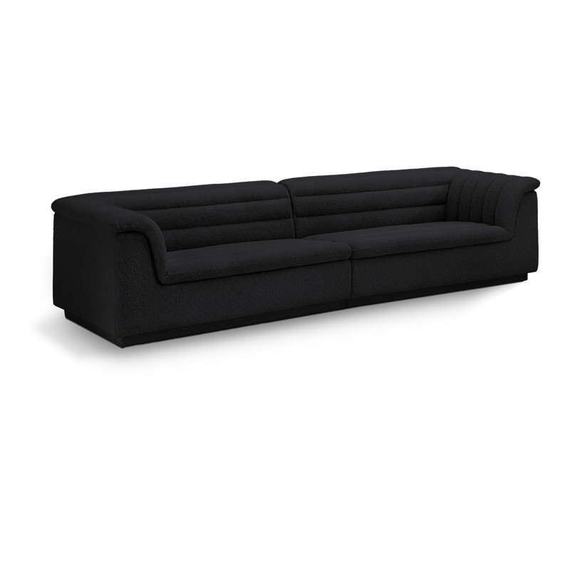 Huzaifah Upholstered 118'' Sofa, Black Boucle Fabric