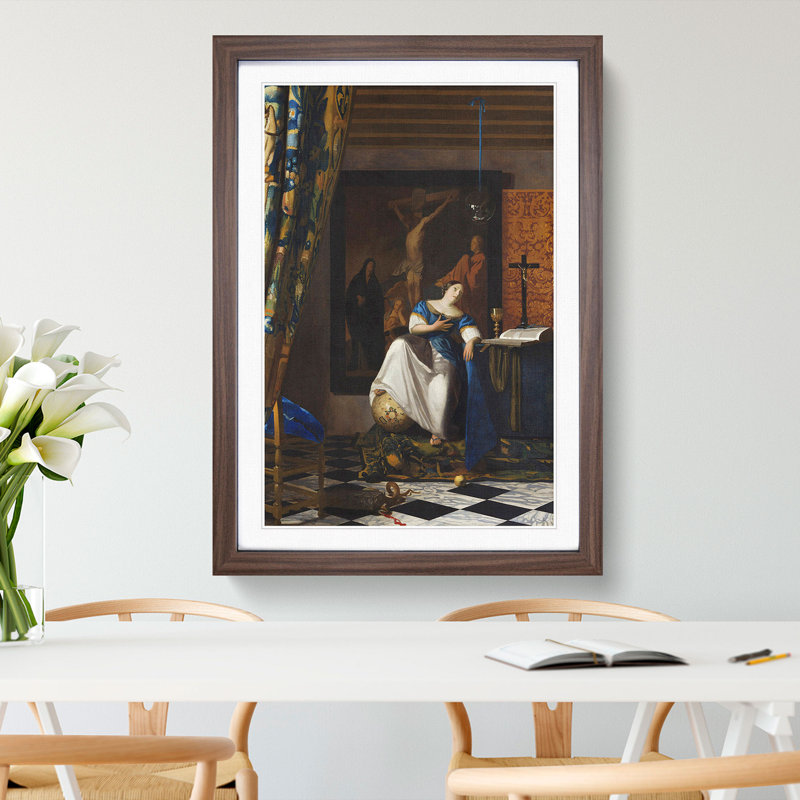 Allegory of the Catholic Faith by Johannes Vermeer - Picture Frame Graphic Art, 65cm H x 48cm W x 2cm D, Walnut Framed