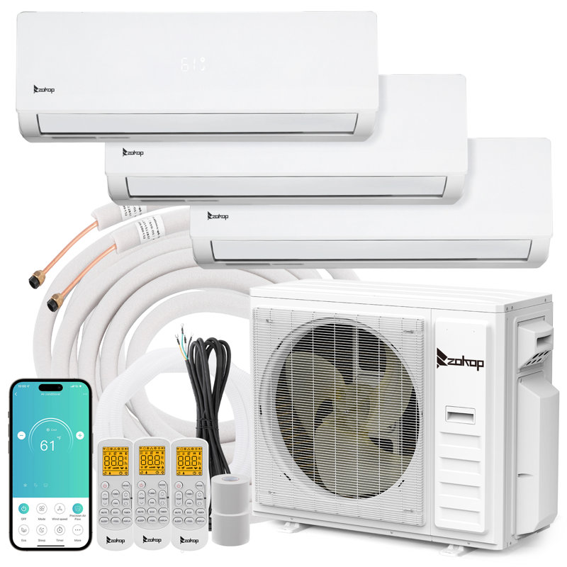20 mini climatiseur bibloc sans conduit à 3 zones 42000BTU (12K + 18K + 18K)