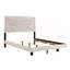 Lit double contemporain à finition chêne gris avec cadre en bois durable et tête de lit à motif de lignes pour les chambres à coucher modernes-1508700775