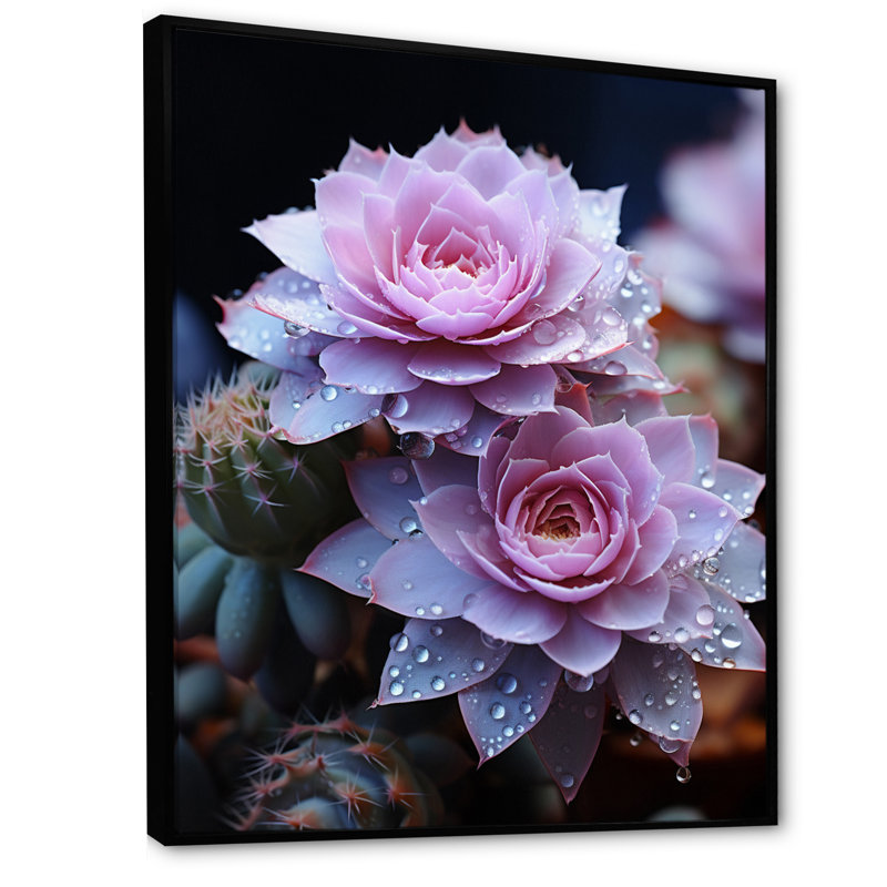 «Tonicka Pink Cactus», H 20 po x l 12 po x P 1 po, Cadre flottant noir