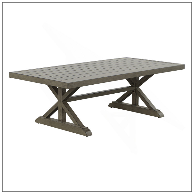 Table basse en aluminium brun - Influences de la mission, tablette inférieure - Résistant à la rouille, aux intempéries - Fonctionnel et élégant