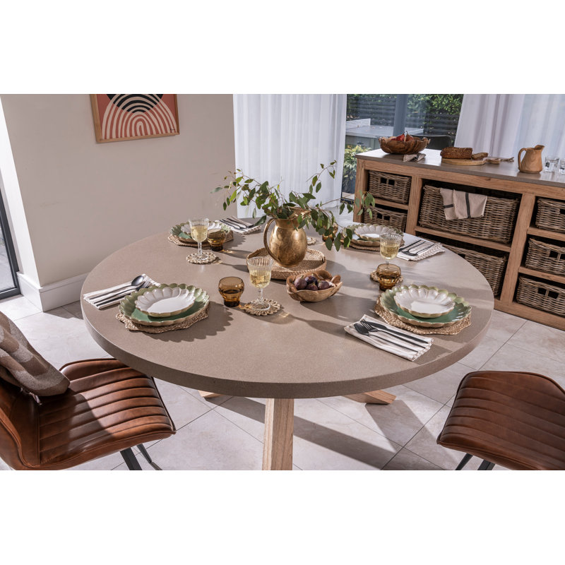 Crandell Oatmeal Round Dining Table