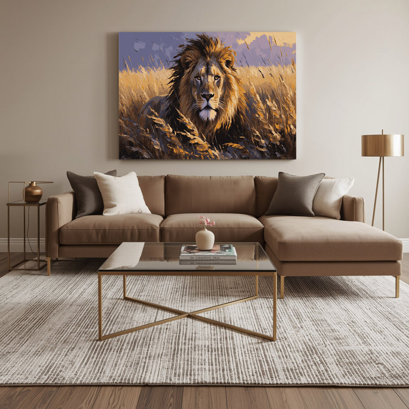 «Big Cats Grass Lion», art mural sur toile, 11" H x 14" W