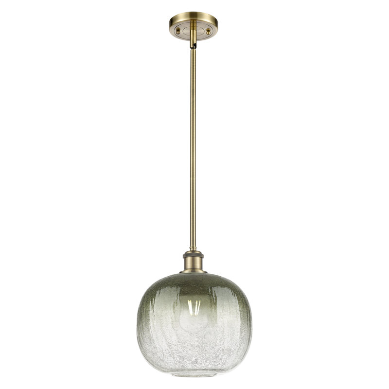 Mini-luminaire suspendu à tige 1 lumière 11 po Ballston - Ameliya, Ardoise, Laiton antique