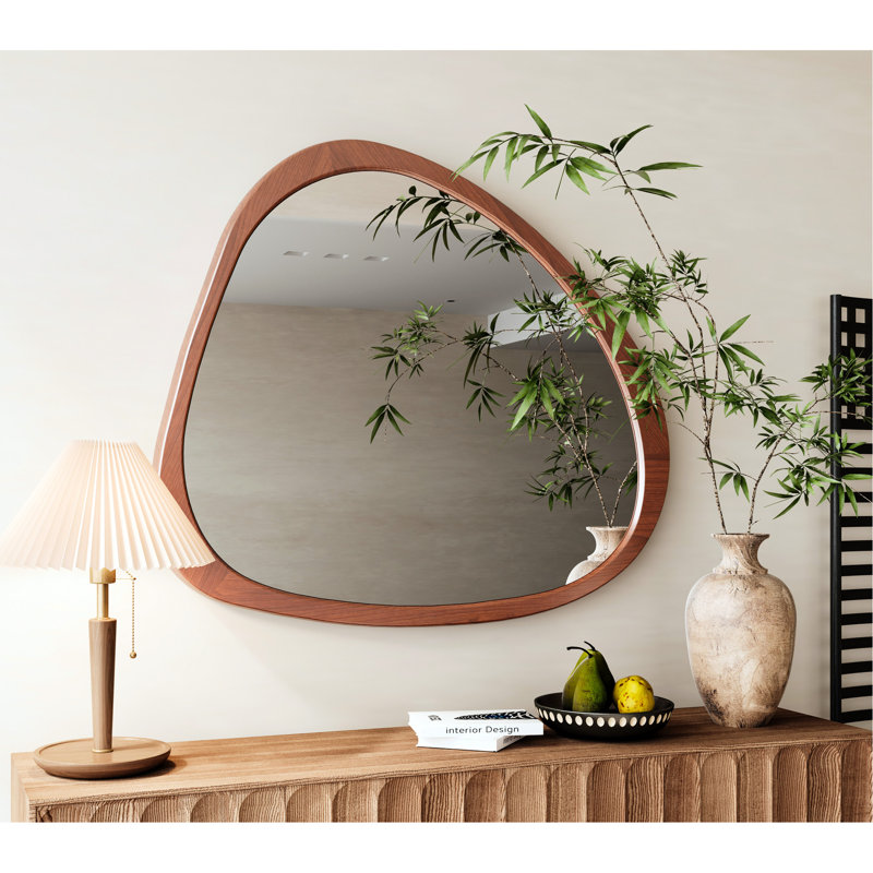 Miroir de 45 po pour garde-robe asymétrique, cadre en bois massif, miroir mural pour le salon, la chambre à coucher, la salle de bain, le couloir et le vestibule