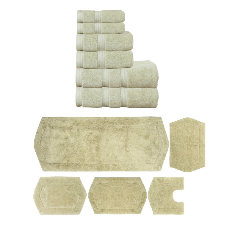 Ensemble de serviettes 6 pièces et 5 tapis de bain 100% coton doux Bryd Collection (ensemble de 11), Noir