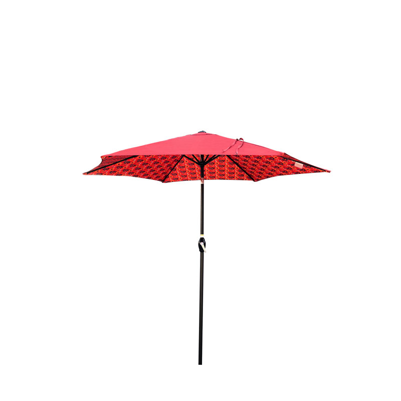 Parasol de jardin orange 9 pi avec motif de glace et auvent à décoloration