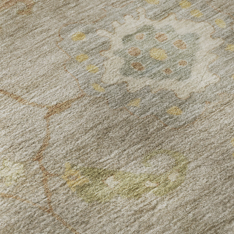 Premium Machine Washable Mayfield AMF2229 Global Rug, 1'8" x 2'6", Khaki