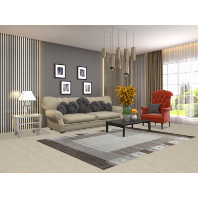 Tapis indien en laine fait à la main de style Gabbeh 5 x 8