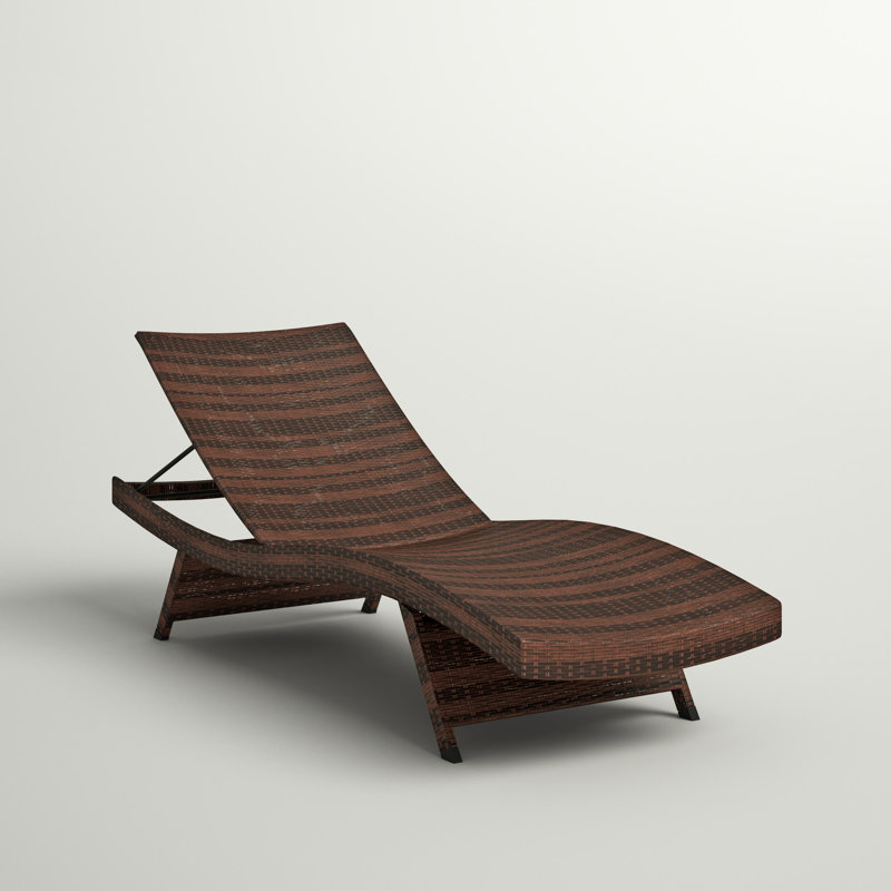 Blaise Outdoor Wicker Chaise Lounge, Walnut, 1