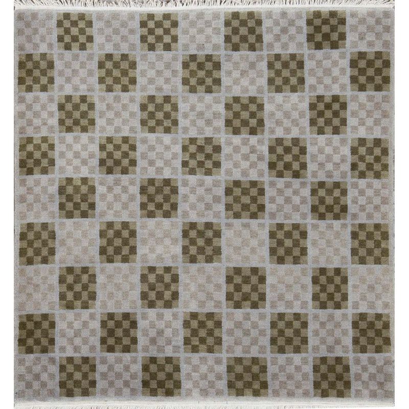 Wool Checkered Area Rug