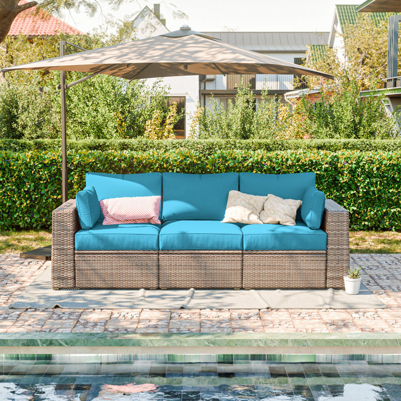 8-Piece Outdoor Cushion Cover Set (Set Of 3 Seats, 5 Backs), Covers Only, Lake Blue