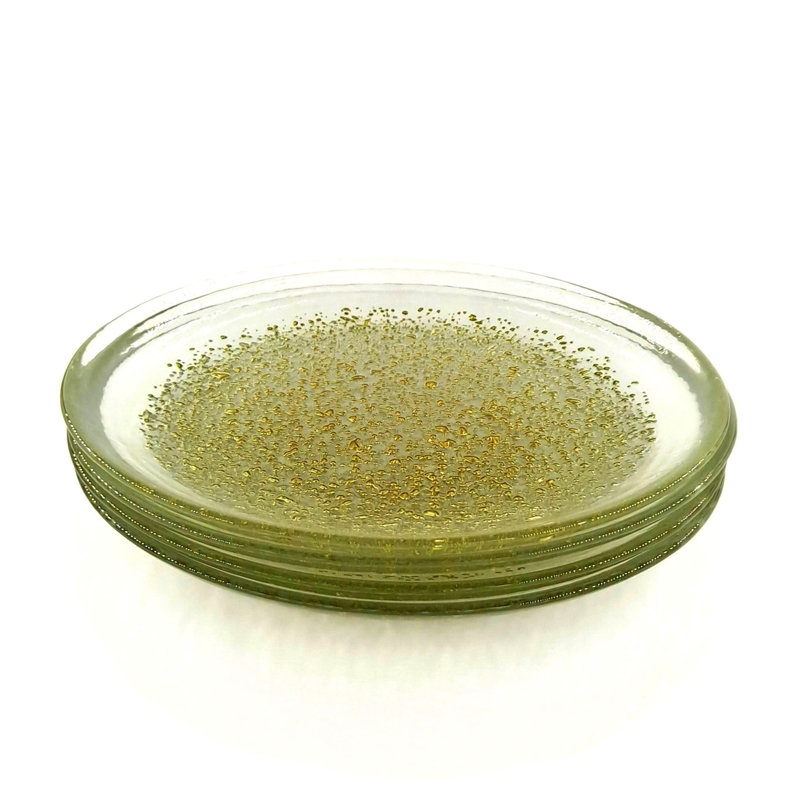 Isla 8.5" Salad or Dessert Plate, Clear/Gold