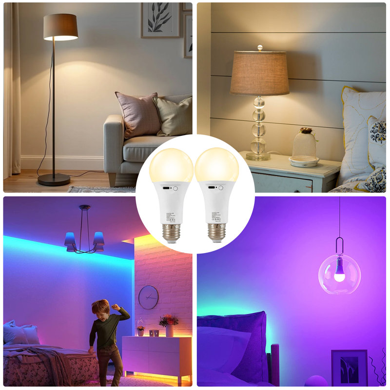 Rechargeable LED Bulbs With Remote, E27 Bulb Cap, Dimmable, Colour Changing