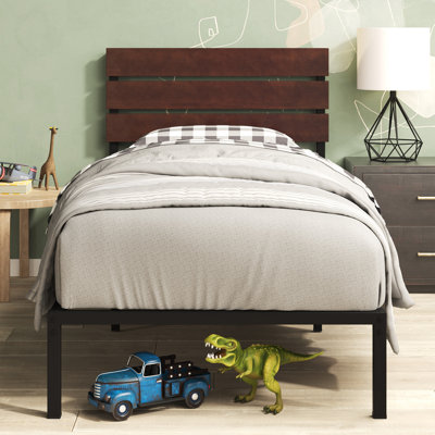 Steens Modern Metal Bed frame with Bamboo Headboard