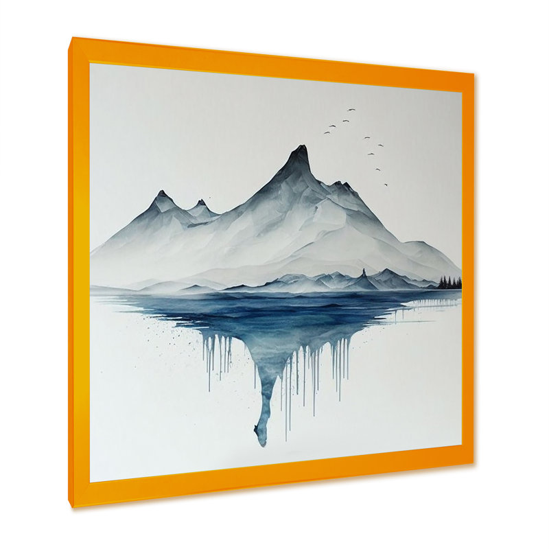 «Blue and Gray Mountain Lake Reflection I», reproduction sur toile, H 16 po x l 16 po x P 1 po
