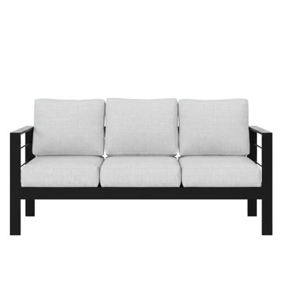 73 - Inch All Weather Aluminum Patio With 3 Seats, Thick Gray Cushions, Rust Frame, Water Repellent Quick And Easy Assembly 73" Seat Outdoor Couch Black Frame For Seasons, 900 Lbs Support, Removable
