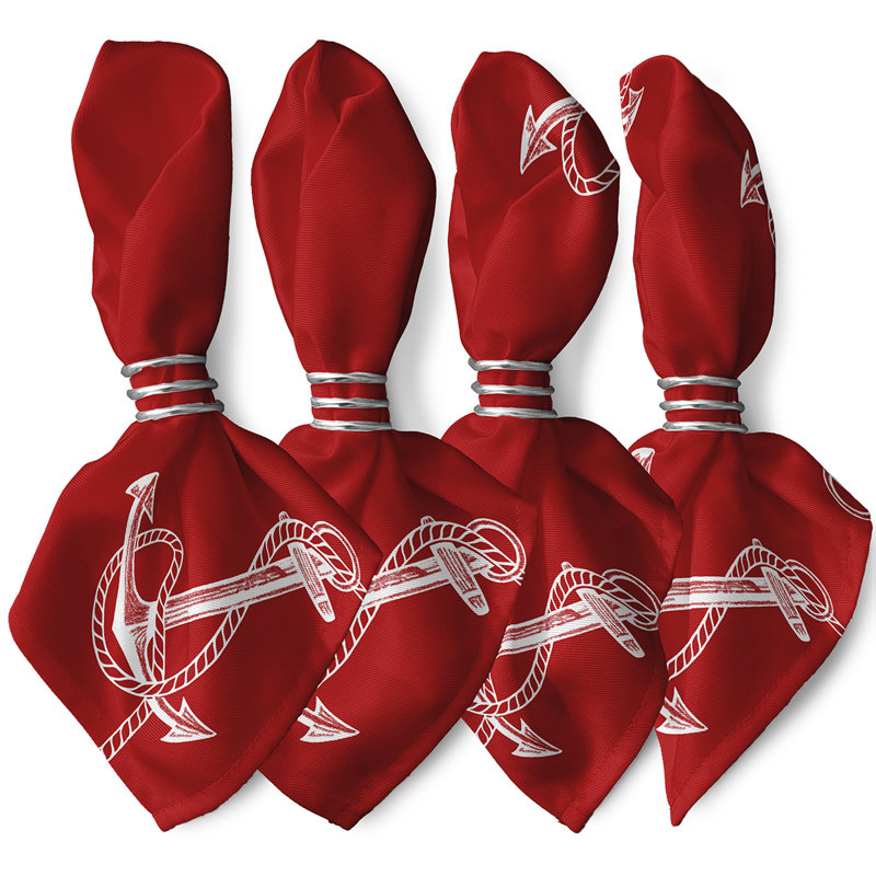 Hancock Polyester Geometric Square Napkin, Red