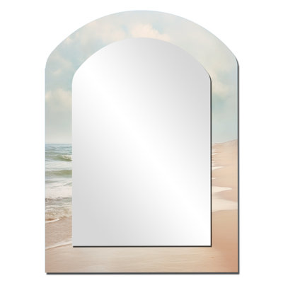 Minimalisme plage paysage VI - décor de miroir mural arche blanche