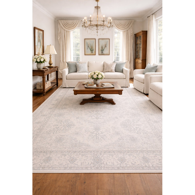 Tapis oriental délavé à la main à motif floral beige antique 6 pi 5 po x 10 po Dettmer