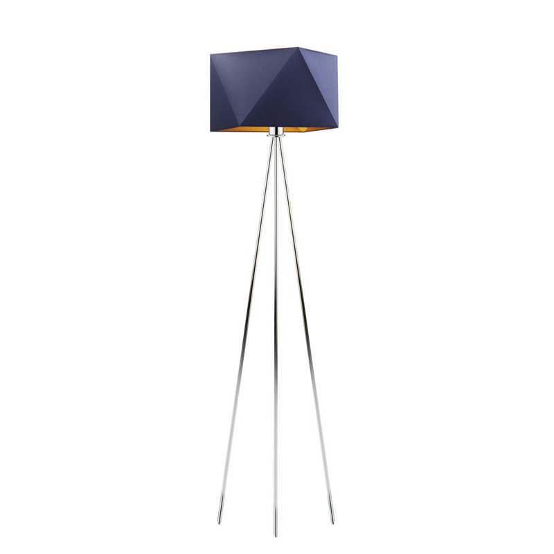 Glazer 153cm Tripod Floor Lamp, Blue, Polished Chrome
