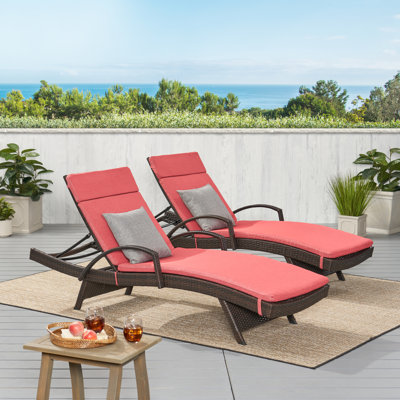 Blaise Outdoor Wicker Chaise Lounge Set , Cushion Included