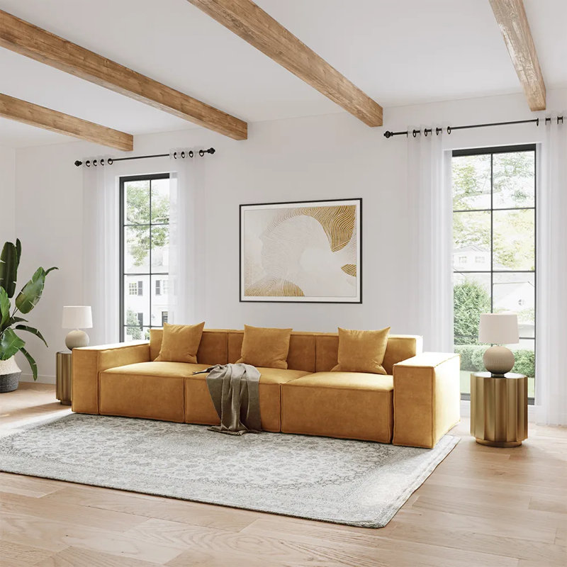 Canapé modulaire surdimensionné Barrett, Jaune, H 30,2 po x l 115,75 po x P 37,8 po, 3