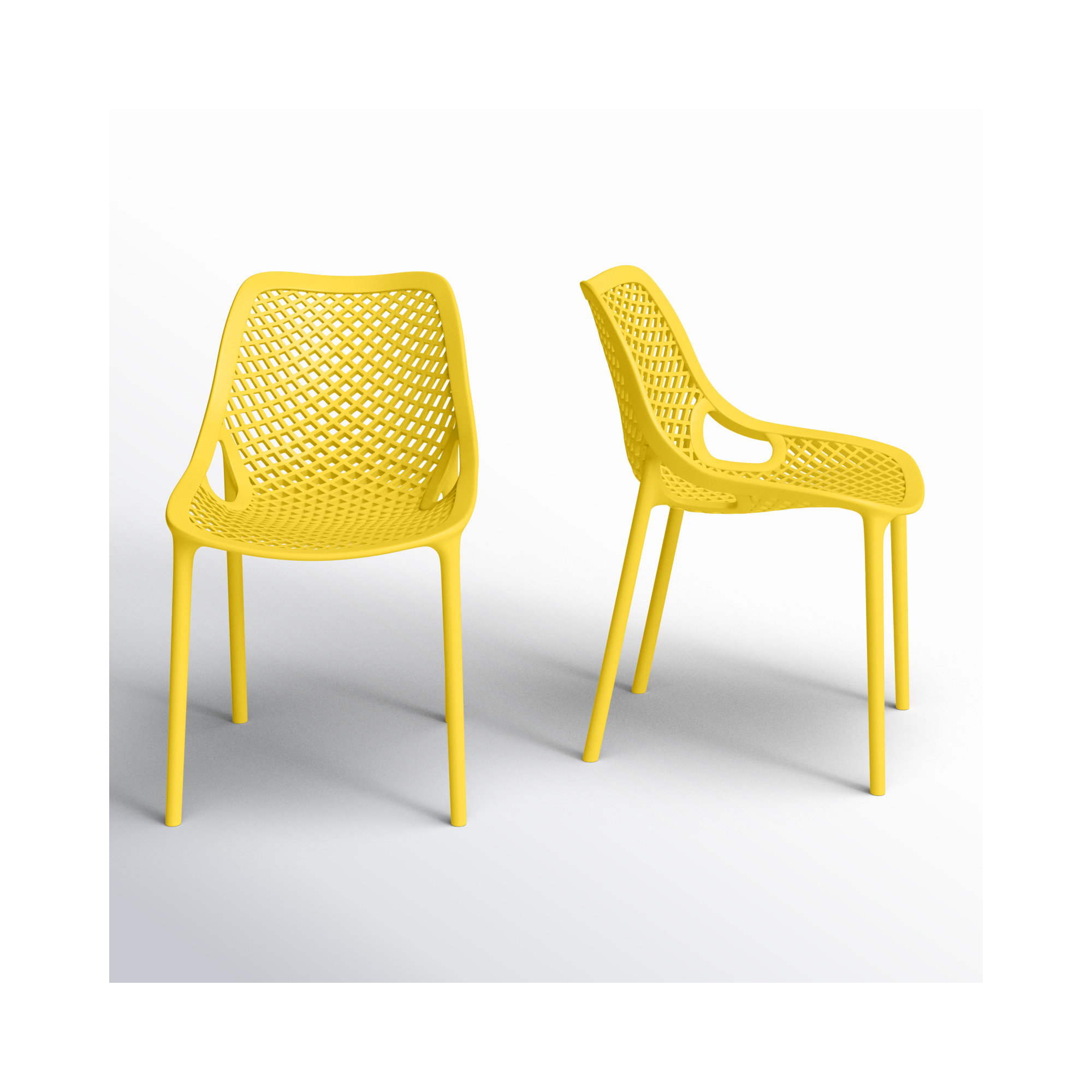 Farrah Outdoor Stacking Dining Side Chair, Yellow