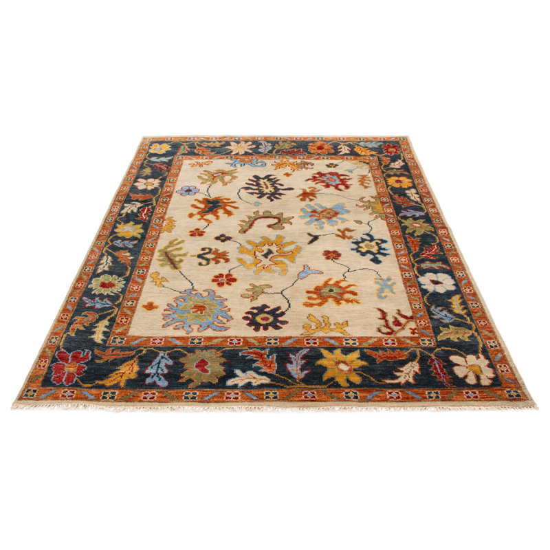 Tapis kaki clair en laine noué à la main 8 pi 0 po x 10 pi 0 po