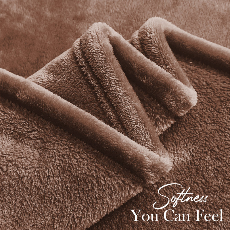 Faux Fur Reversible Fleece Throw Blanket – Soft & Cozy, Single (3'), Camel