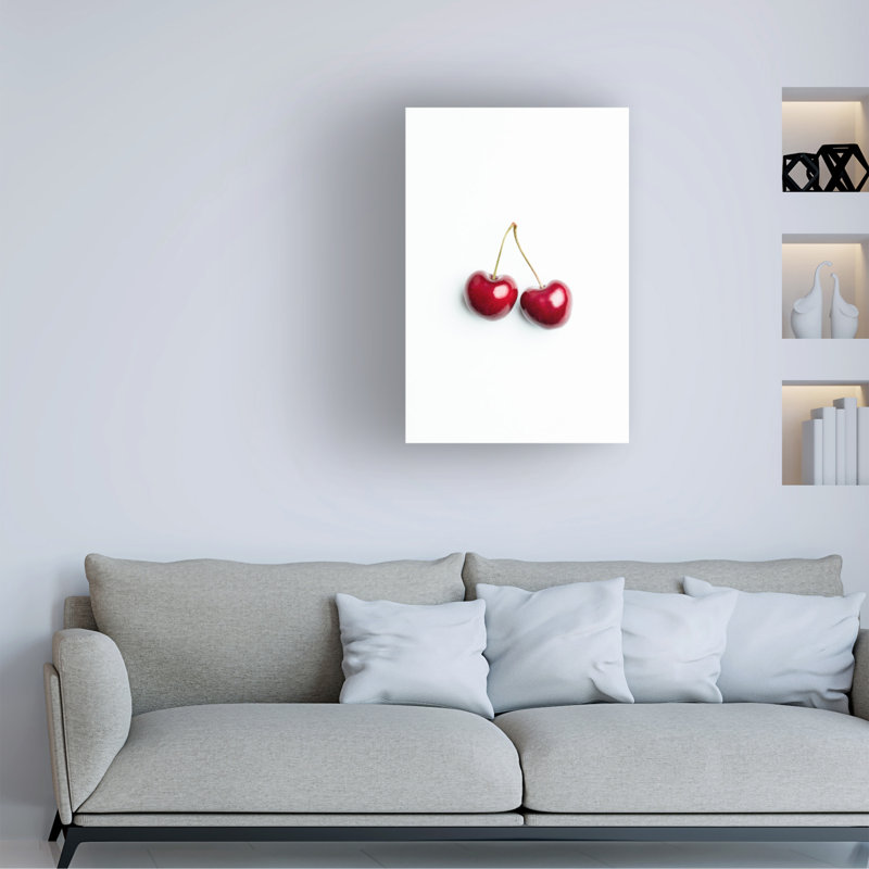 Art sur toile, paire de cerises, bolologien, H 19 po x l 12 po x P 2 po