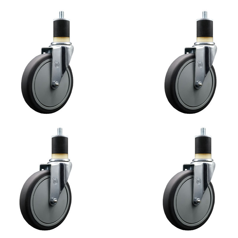 Thermoplastic Rubber Wheel Swivel 1-7/8 Inch Expanding Stem Caster Set SCC