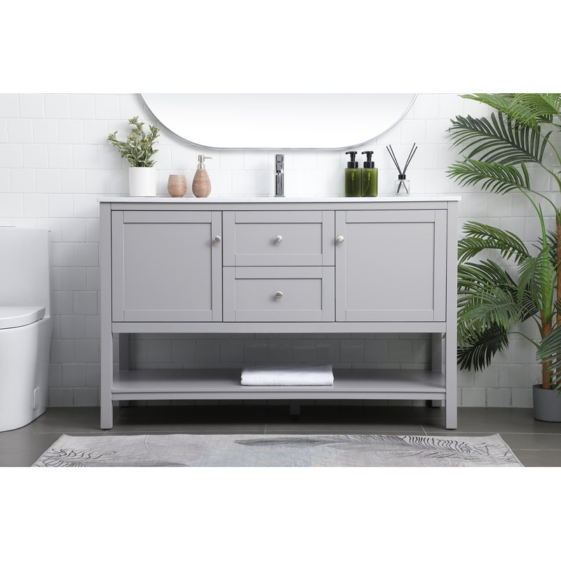 Meuble-lavabo de 54 po avec marbre d'ingénierie Heath, Gris