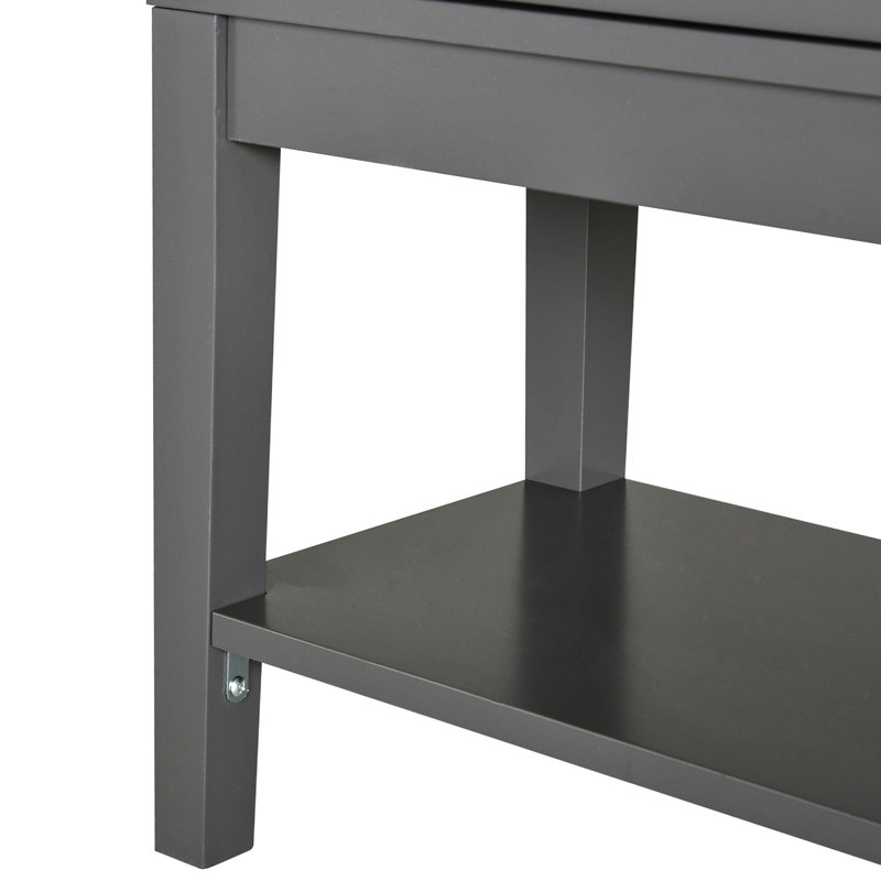 Buffet gris avec tablettes intérieures et fonctionnelles
