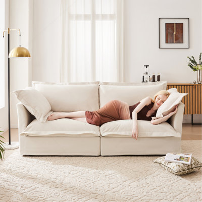 Modern 2-Seat Sofa Couches for Living Room,2 Seater Sofa,Plain Chenille Deep Seat Sofa with Upholstered Cushion&Detachable Cover,Comfy Sofa Couch for