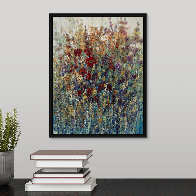 «Petals of Perception», peinture sur toile, H 15,7 po x l 12,7 po x p 1,75 po, Cadre flottant noir