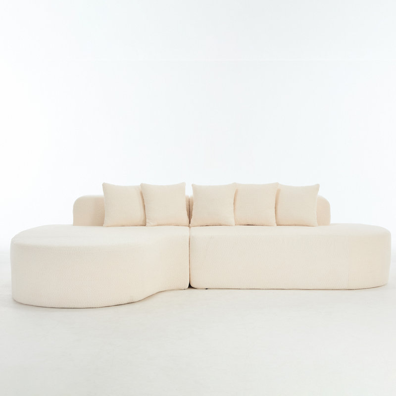 Couches désossées de 110,2 po x 62 po pour le salon, canapé modulaire incurvé avec 5 coussins, canapé en forme de L sans siège avec siège profond, mousse à mémoire de forme haute densité, aucun assemblage requis