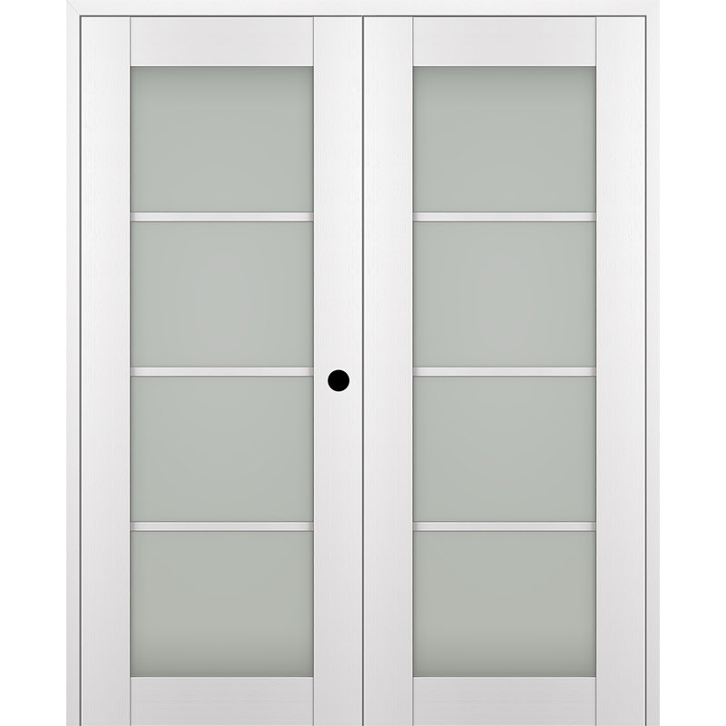 Porte française Palladio 4 Lite, 55,5 po x 83,23 po, Blanc, Gauche
