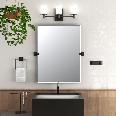 Elevate Modern Rectangle Beveled Frameless Wall Mirror | Bathroom Vanity Pivot Mirror