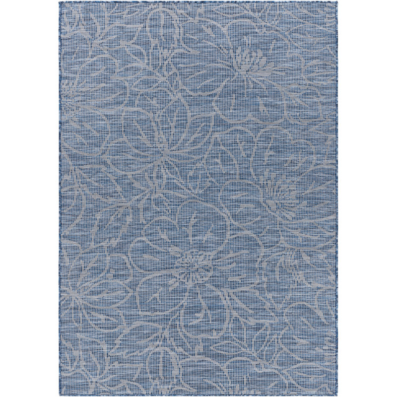 Tapis bleu à motif floral Brimberry, Tapis de couloir 2 pi 7 po x 7 pi 3 po