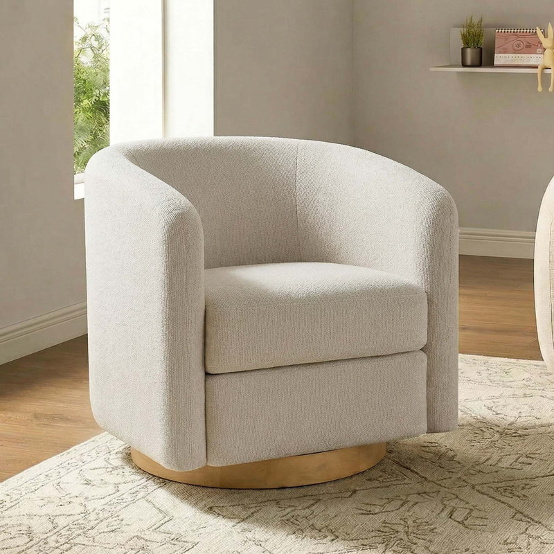 Upholstered Swivel Armchair, Ojai Lace Performance Textured Weave