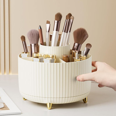 Organisateur de porte-pinceau rotatif à 360 °, organisateur de maquillage pour comptoir, rangement pour maquillage et soins de la peau pour meuble-lavabo, bureau, salle de bain